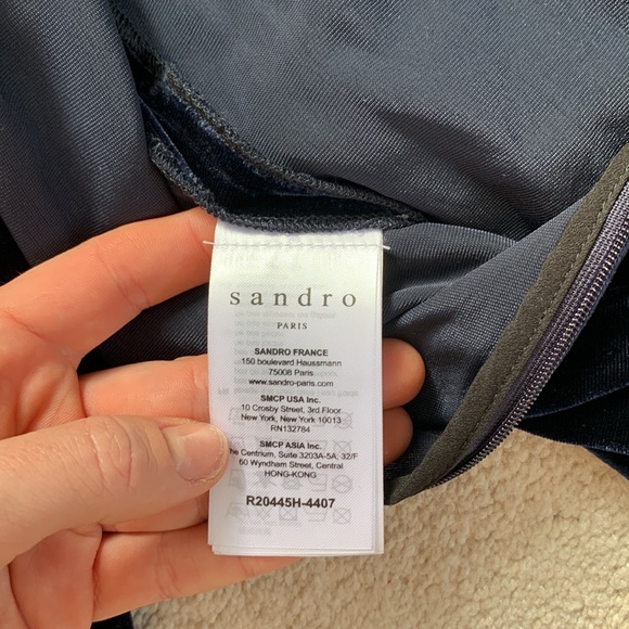 Sandro Velvet Dress with Crystal Embellishement - Picture 10 of 11